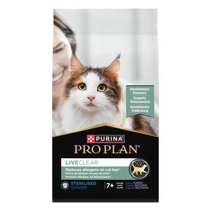 Pro Plan Liveclear Esterilizado 7+ Peru para gato sénior que precisam de uma solução para reduzir alergénios